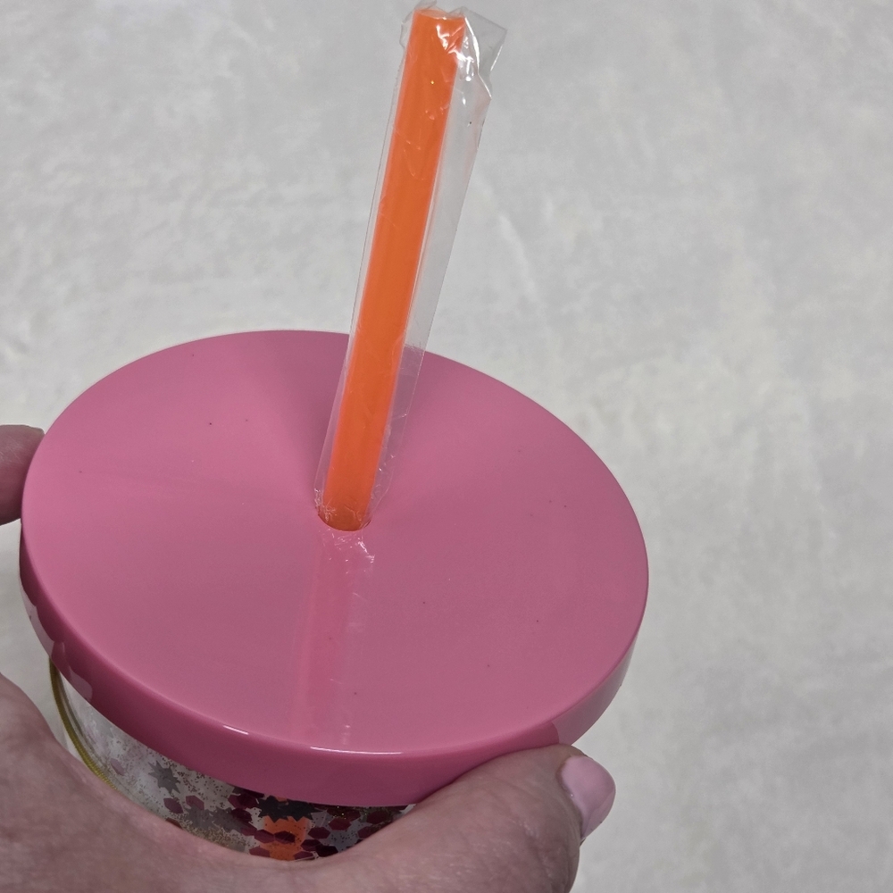 Deluxe 20 oz. Starburst Glitter Tumbler w/ Straw Double Wall BPA Free New - Picture 5 of 8